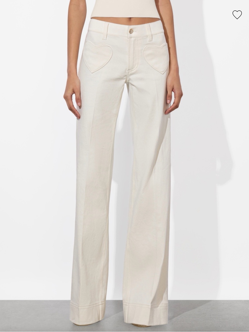 Alice+Olivia white SLAY HEART FRONT JEAN,Size 26